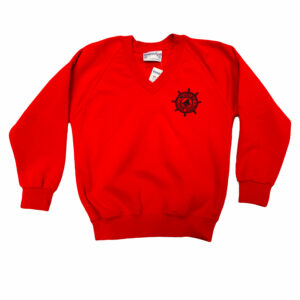 Whitstable Junior V-Neck Sweatshirt   Red Lower School - Black Upper School